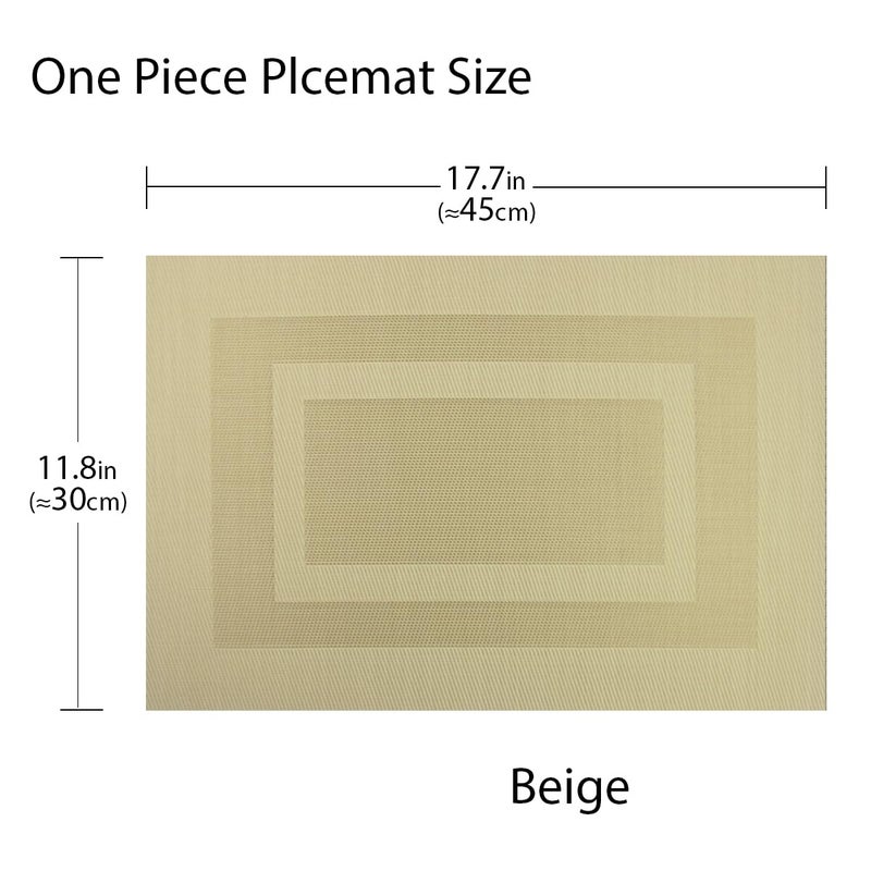 PIGCHCY Placemats Set of 6,Washable Woven Vinyl Kitchen Table Mats Non Slip Placemats,Heat Resistant Durable Placemats for Dining Table (Beige) - Image 5
